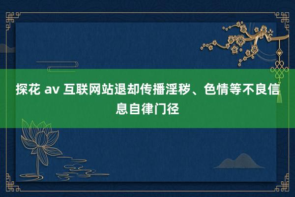 探花 av 互联网站退却传播淫秽、色情等不良信息自律门径